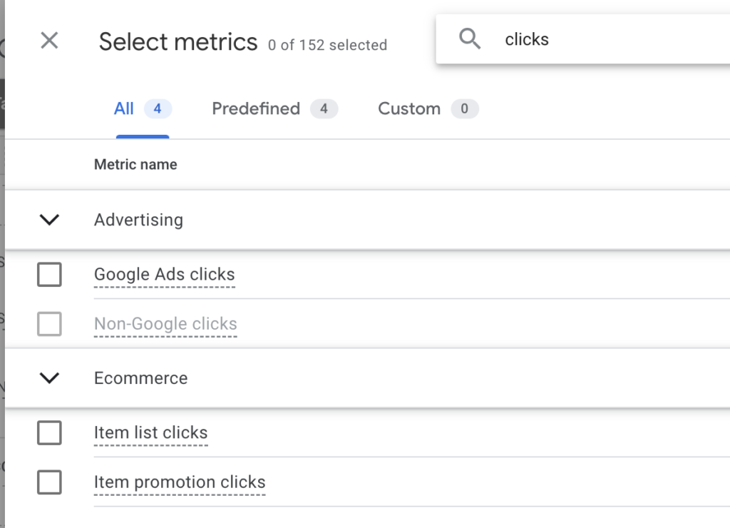 adding click to google ads report in ga4