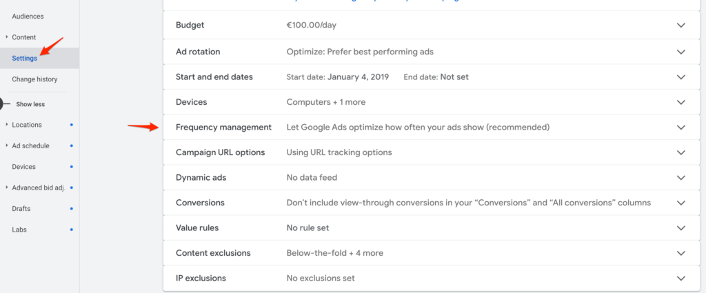 google display campaign frequency capping