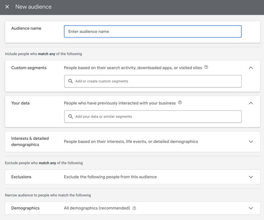 audience in google discovery campaigns