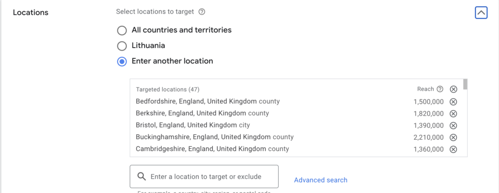 google ads cost targetting options