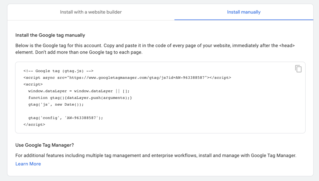 retargeting google ads tag