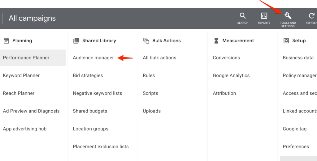 retargeting google ads settings