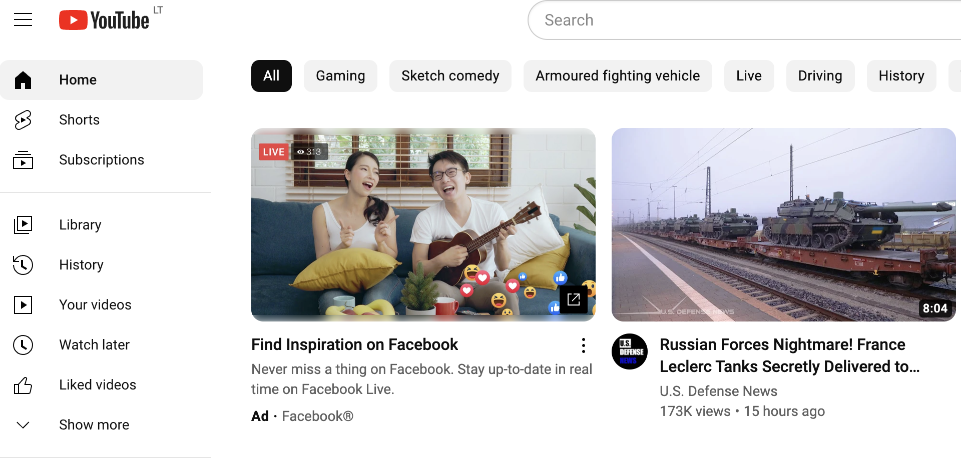 youtube home page ads