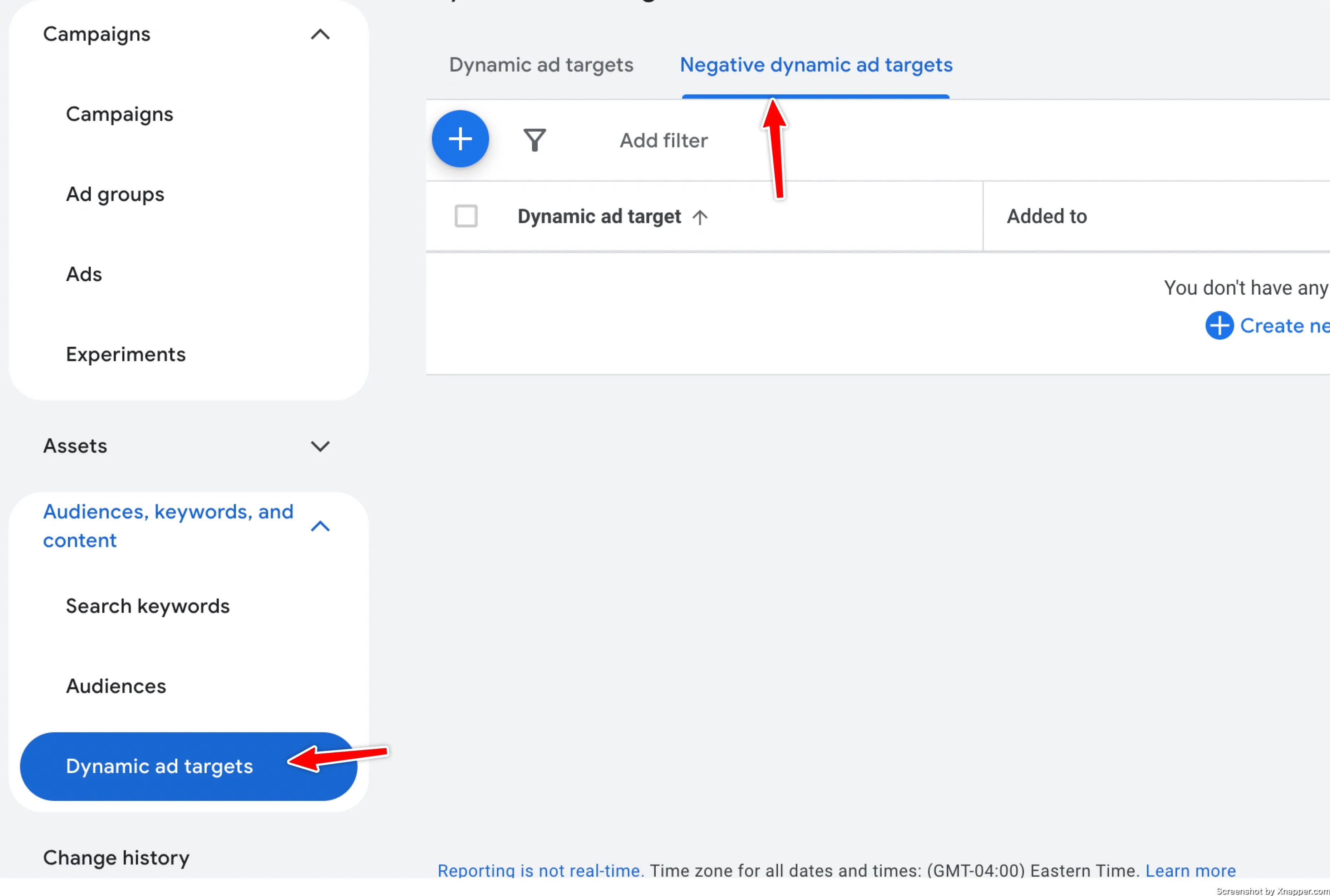 negative dynamic targets