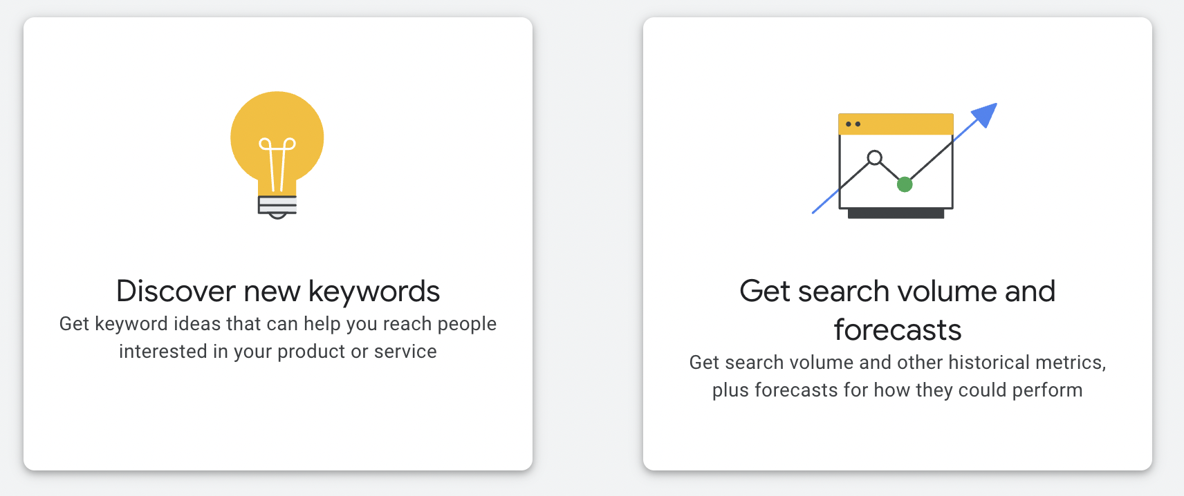 keyword planner options