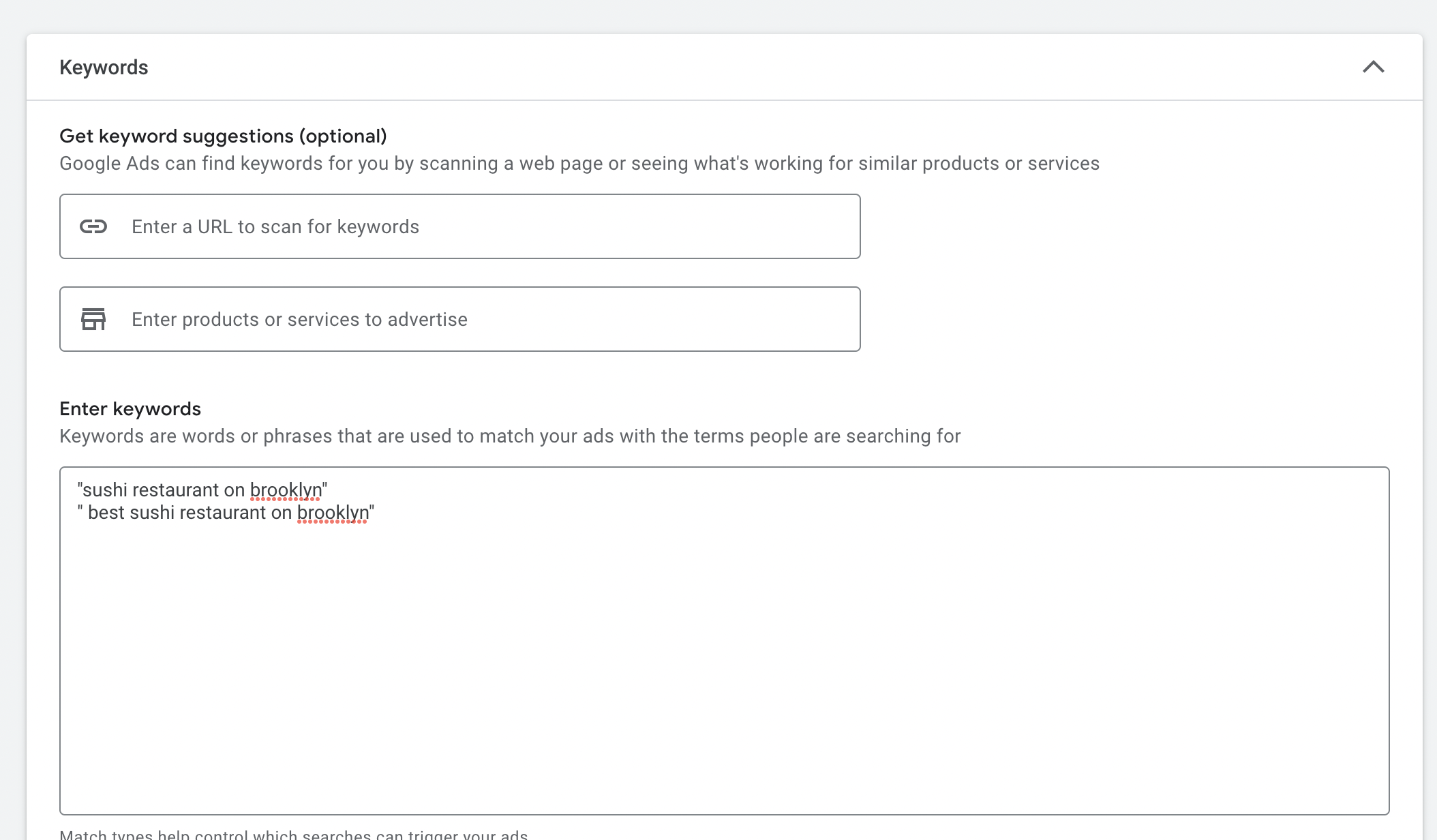 ad group keywords