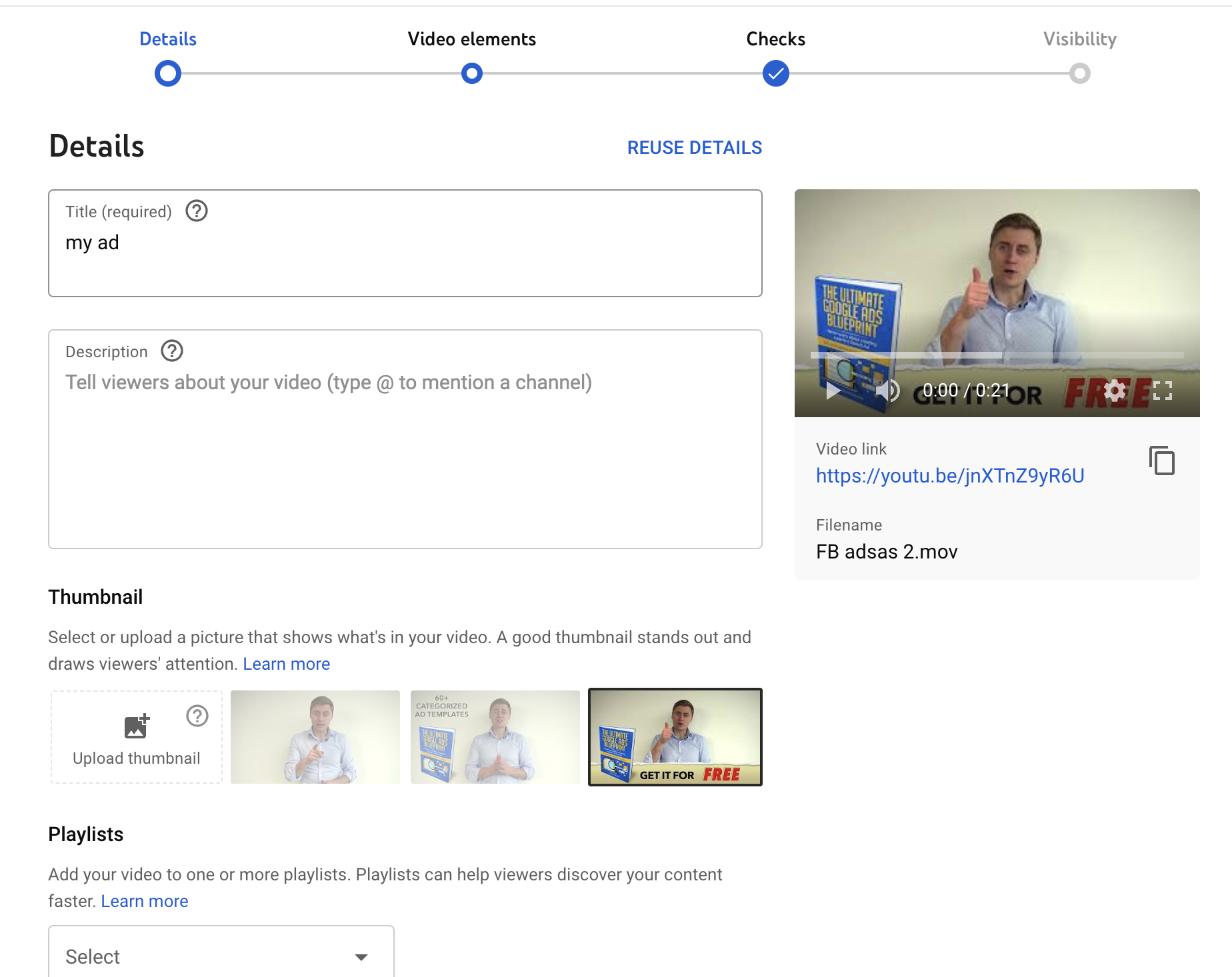 uploading youtube video