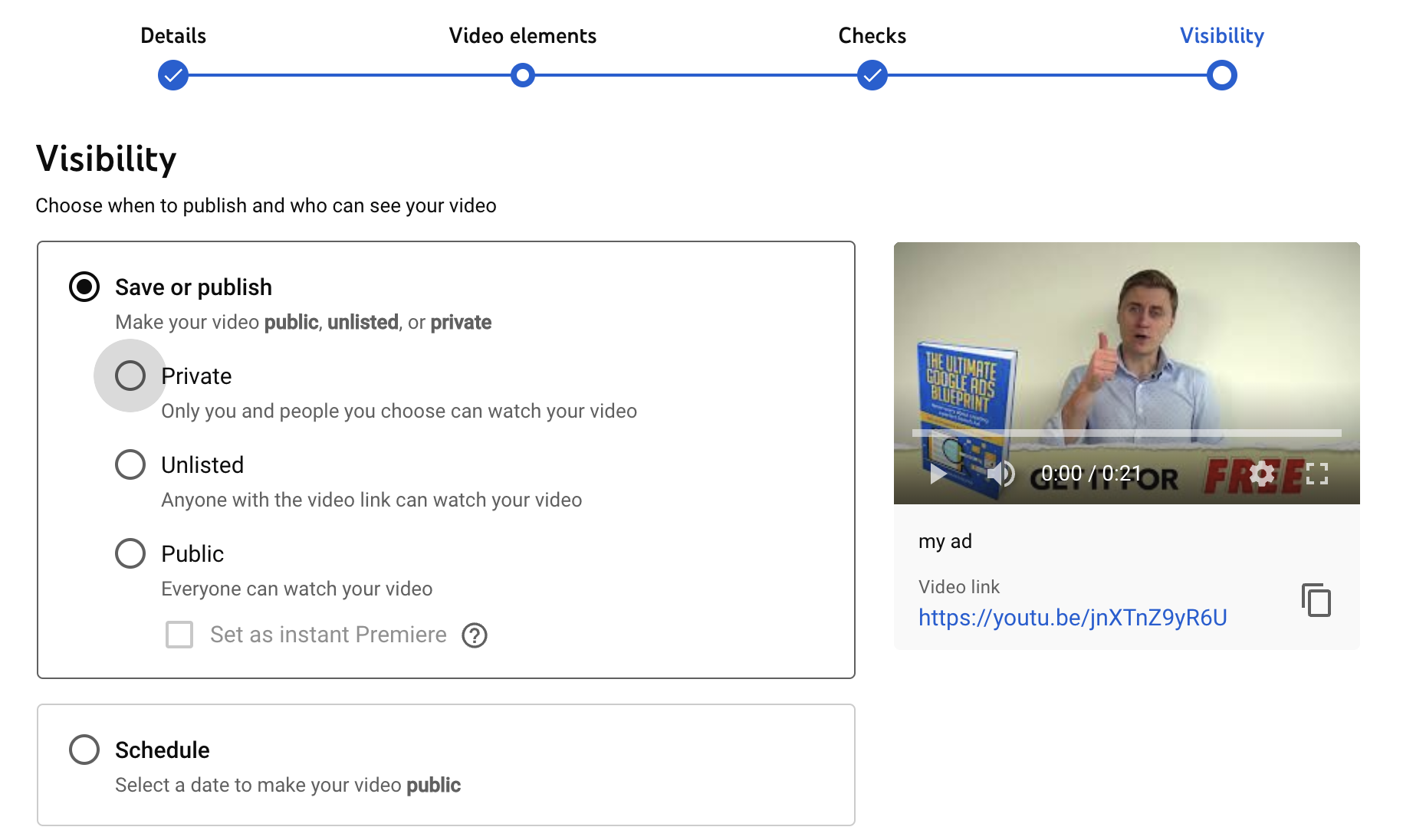 youtube video settings