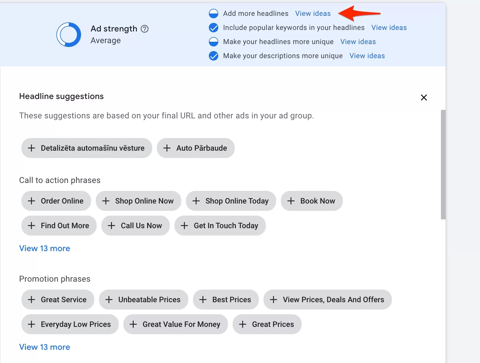 ad suggestions