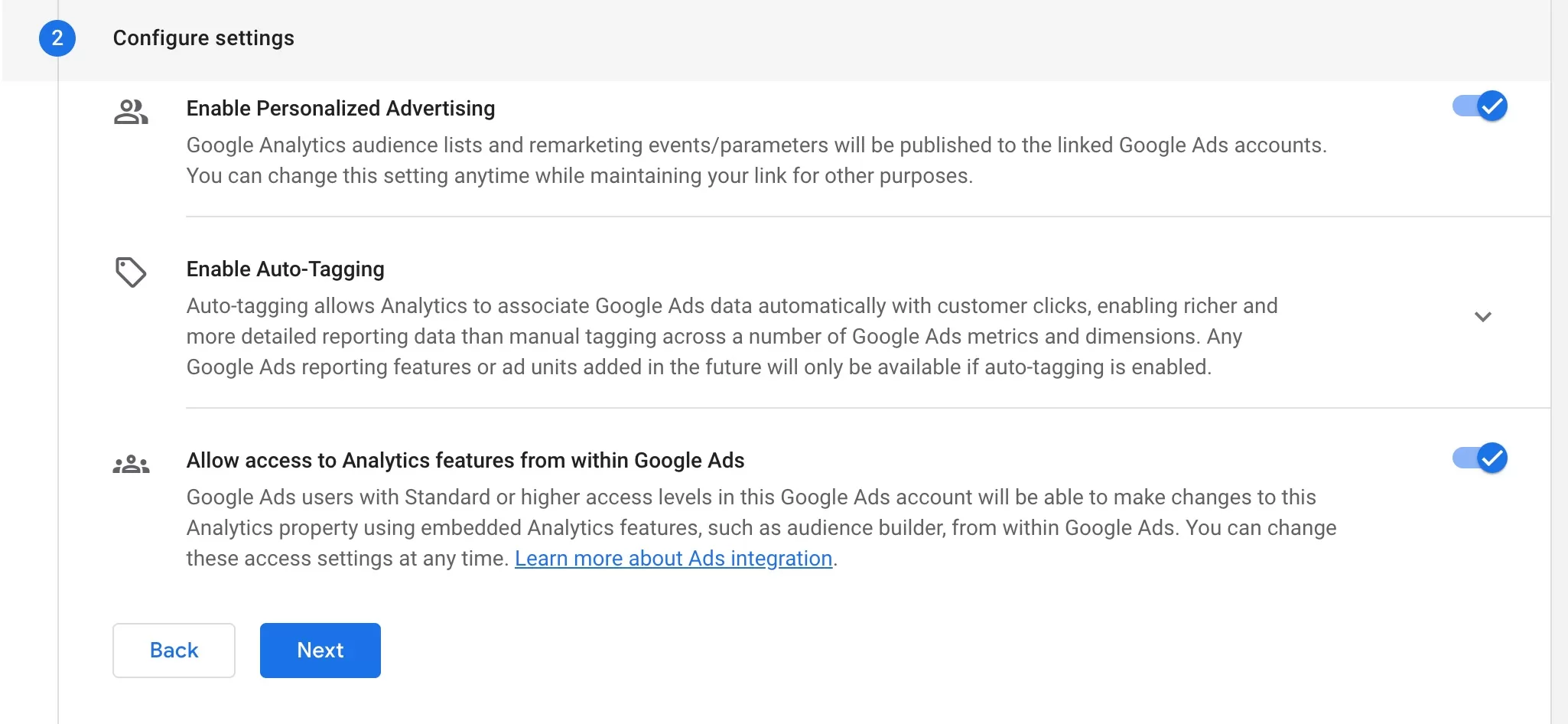 google ads settings in ga4